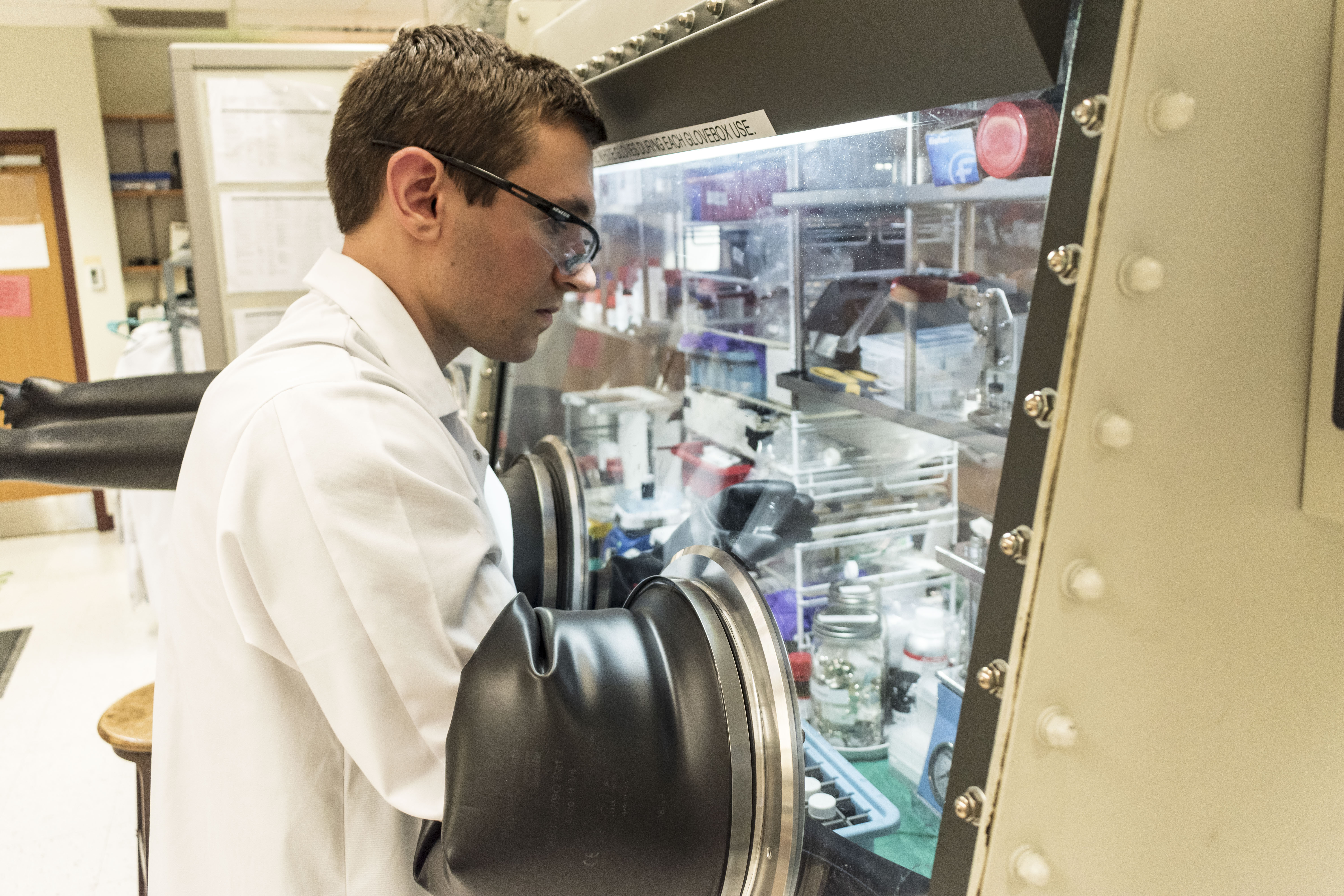 Ethan in the lab assembling a battery to test at sub-zero temperatures